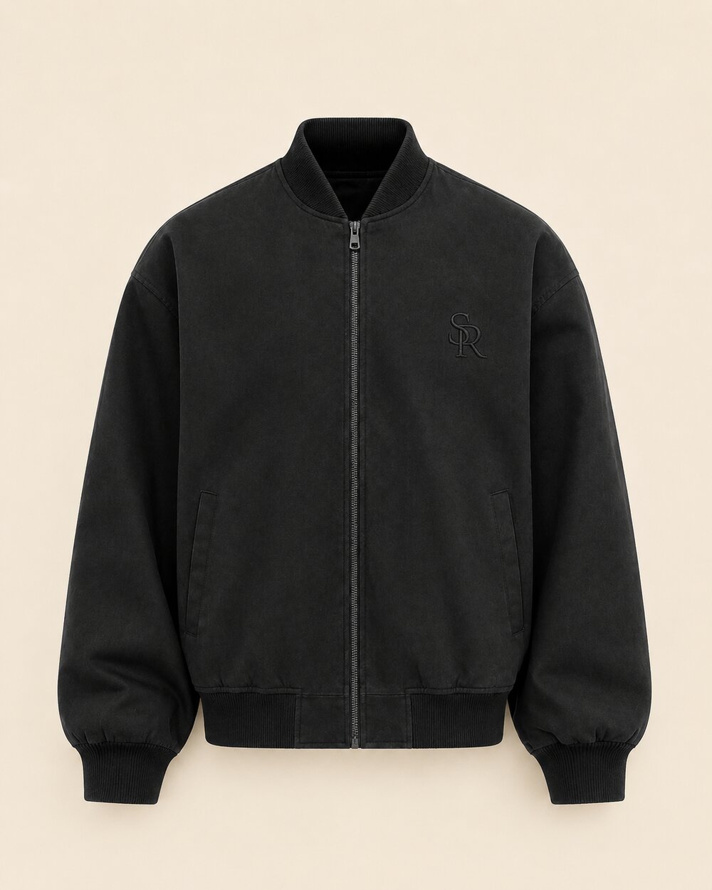 Bomber SR noir sur fond beige